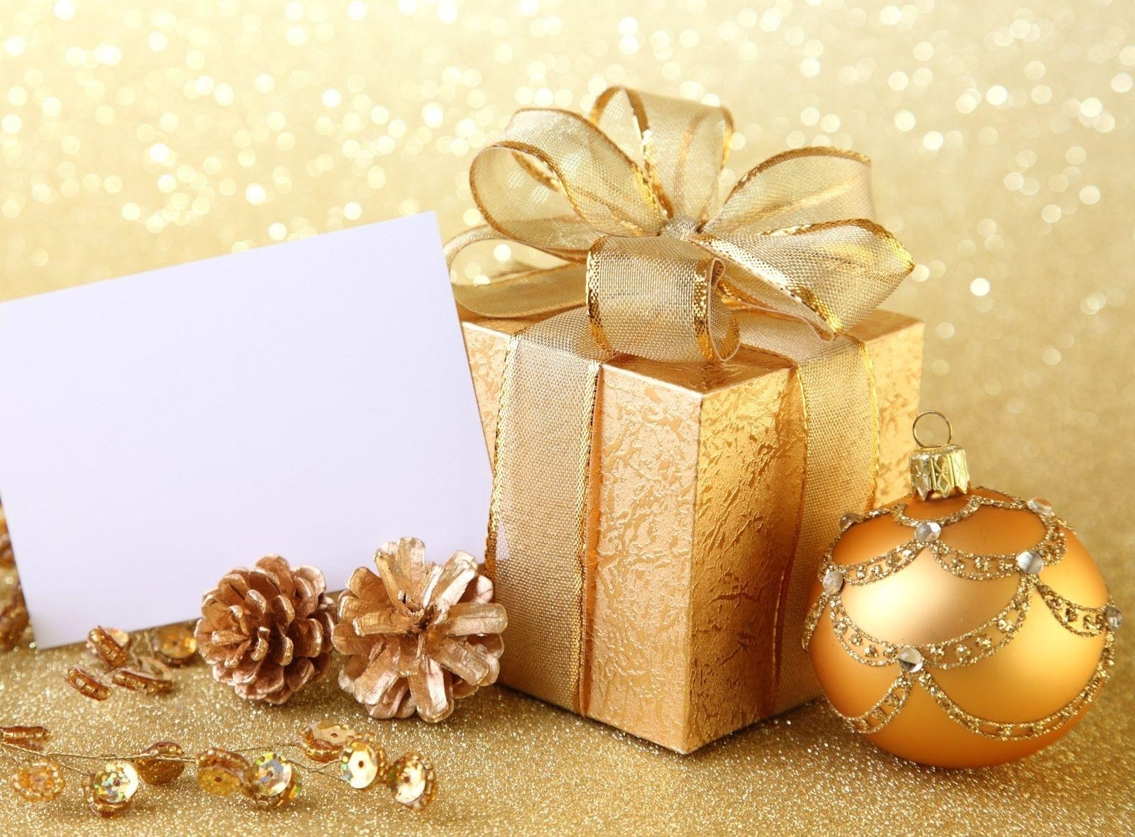 Golden Christmas gift box