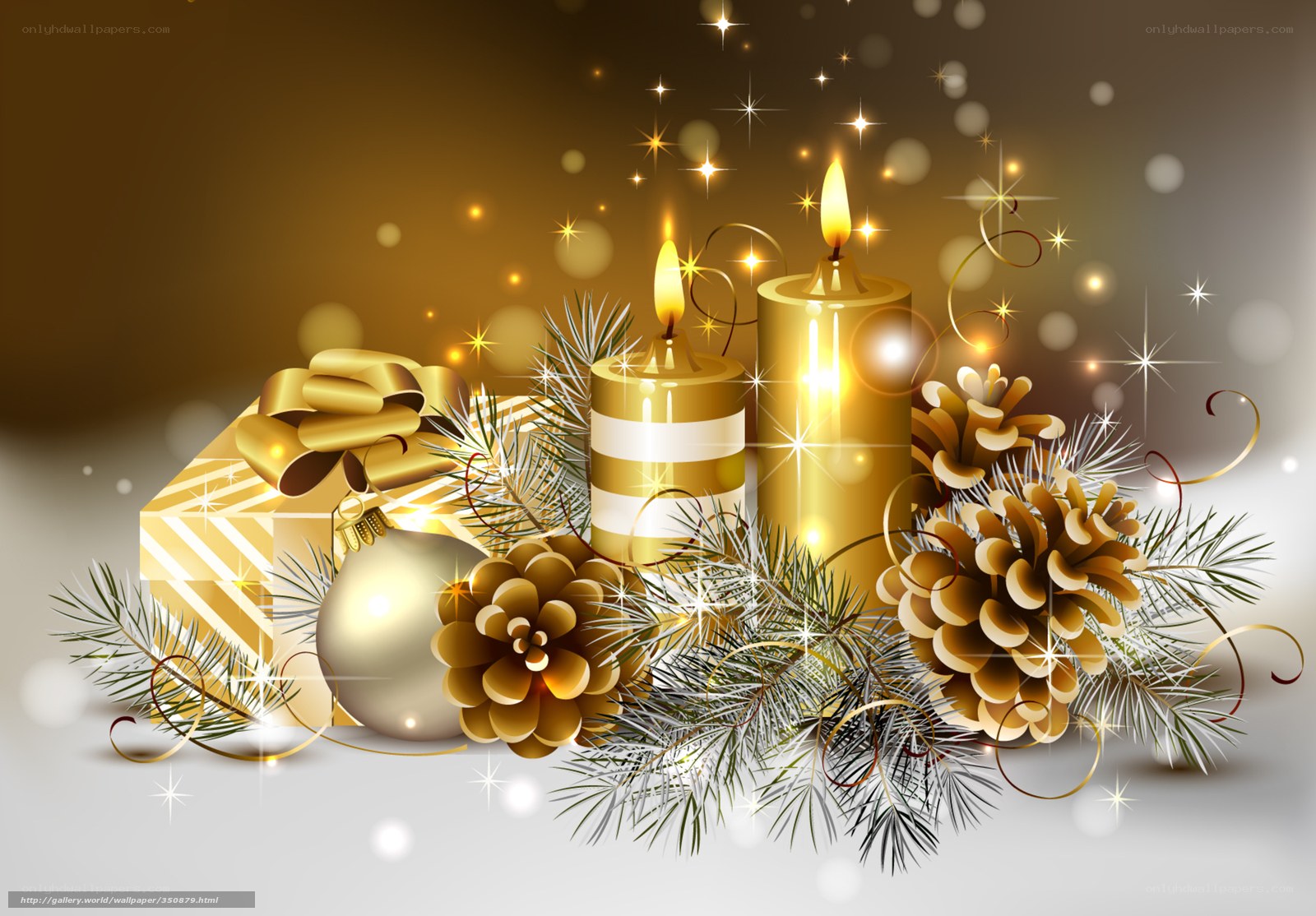 Golden Christmas holiday scene