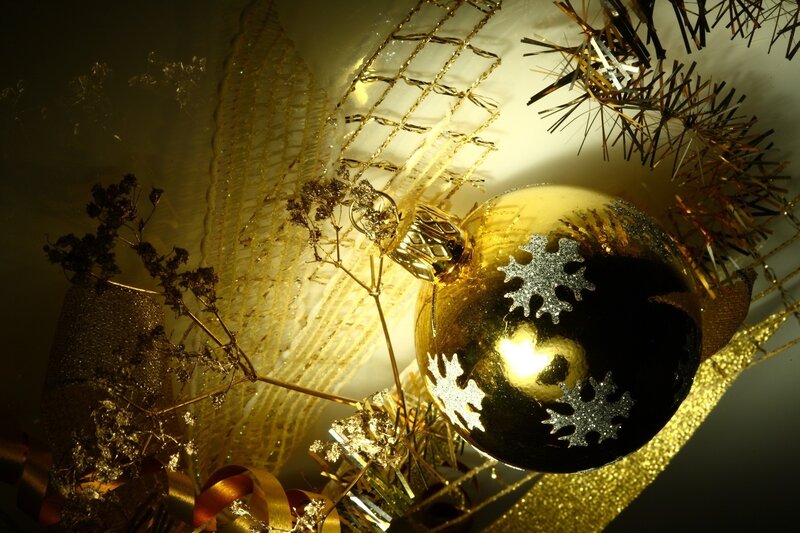 Golden Christmas ornament close-up