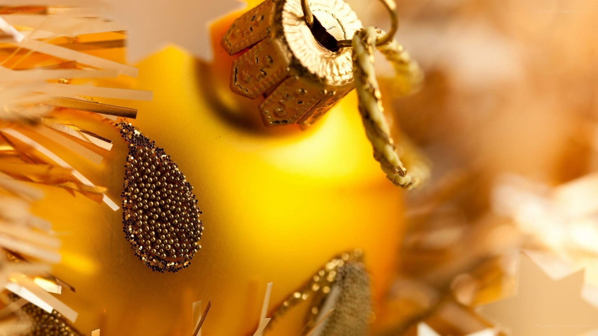 golden christmas ornament close-up