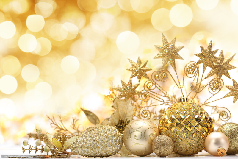 Golden Christmas ornaments