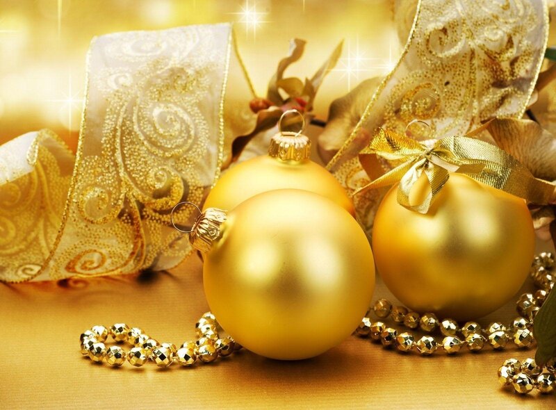 Golden Christmas ornaments