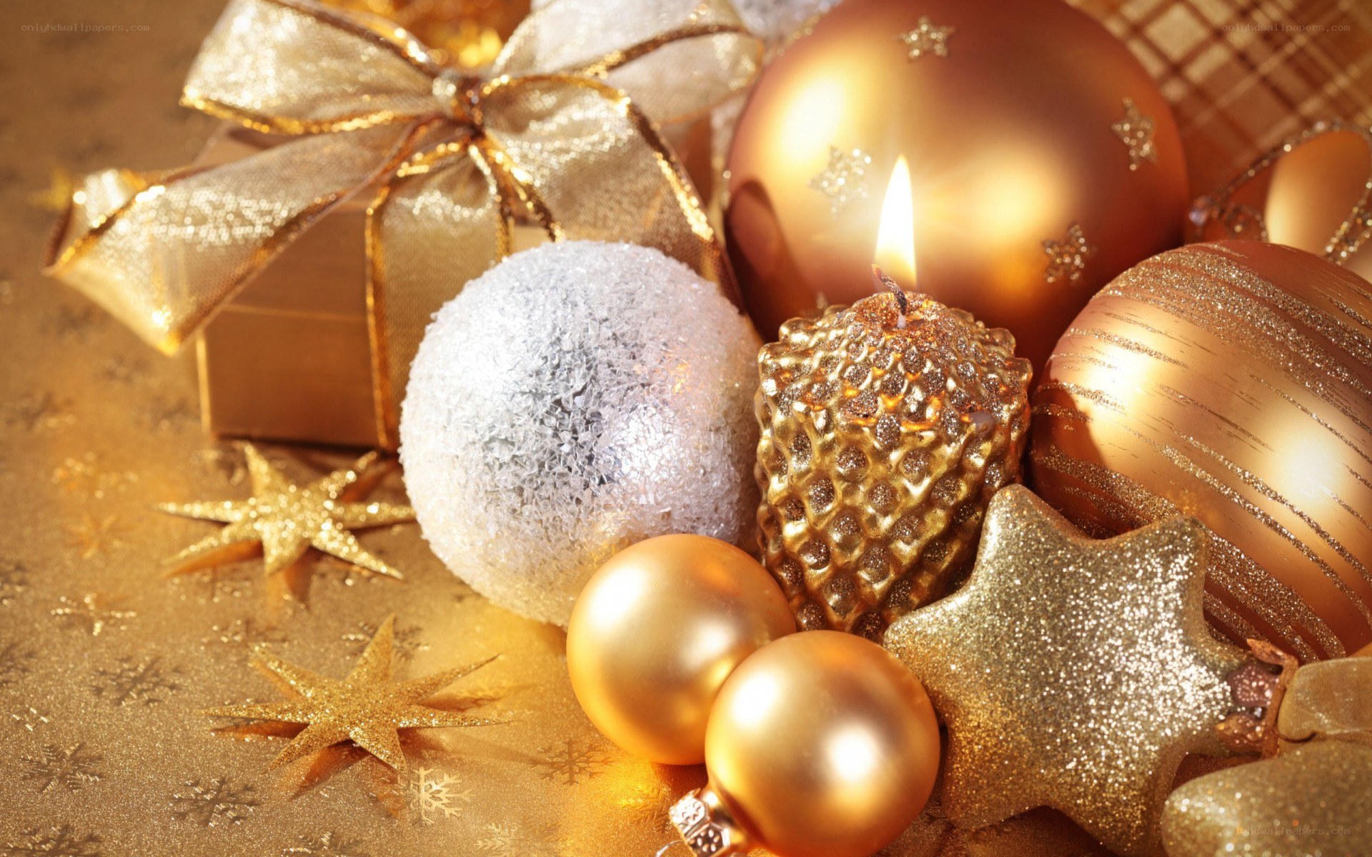 Golden Christmas ornaments