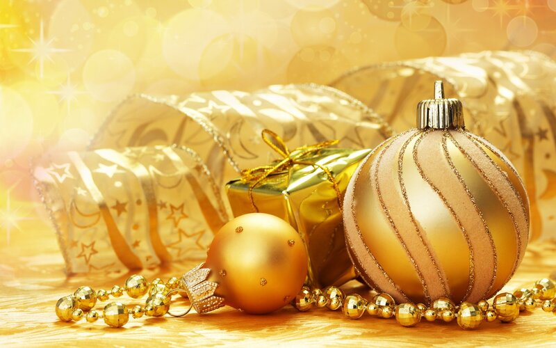 Golden Christmas ornaments