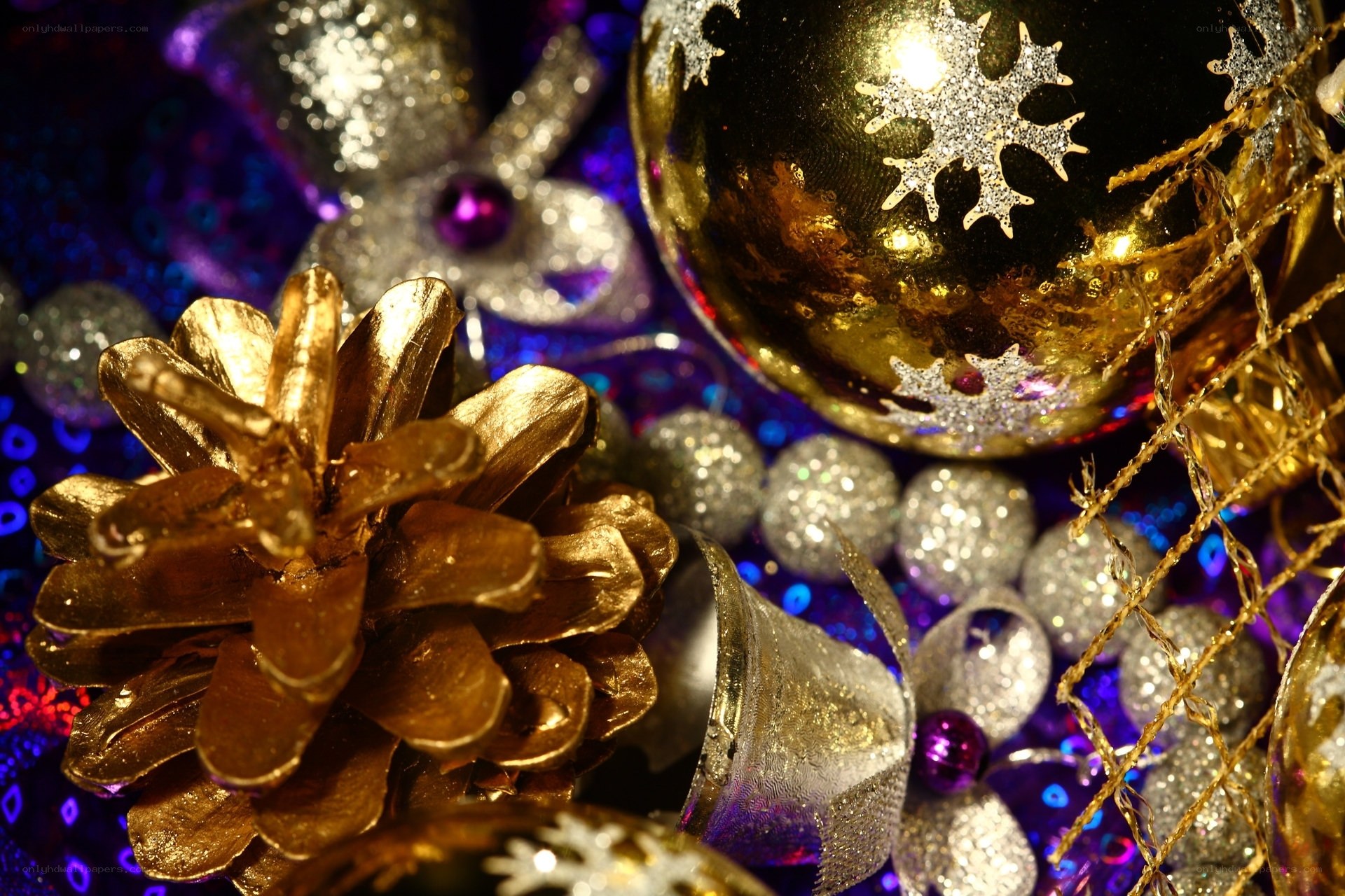 Golden Christmas ornaments