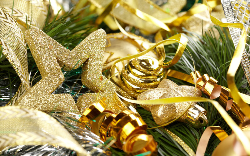 Golden Christmas ornaments