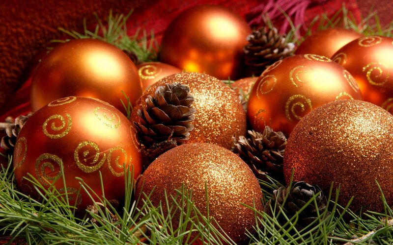 Golden Christmas Ornaments — Gold, Festive