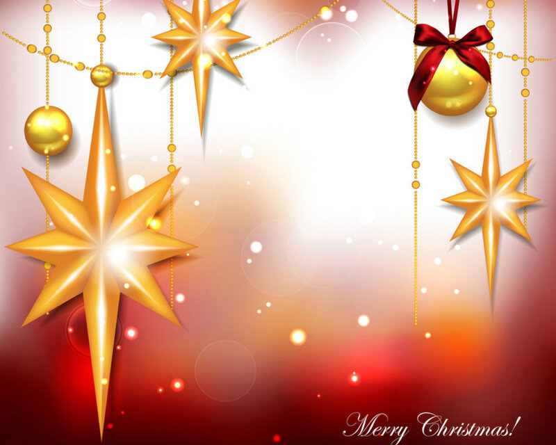 Golden Christmas Ornaments — Gold, Festive, Winter, Digital Art, Stars