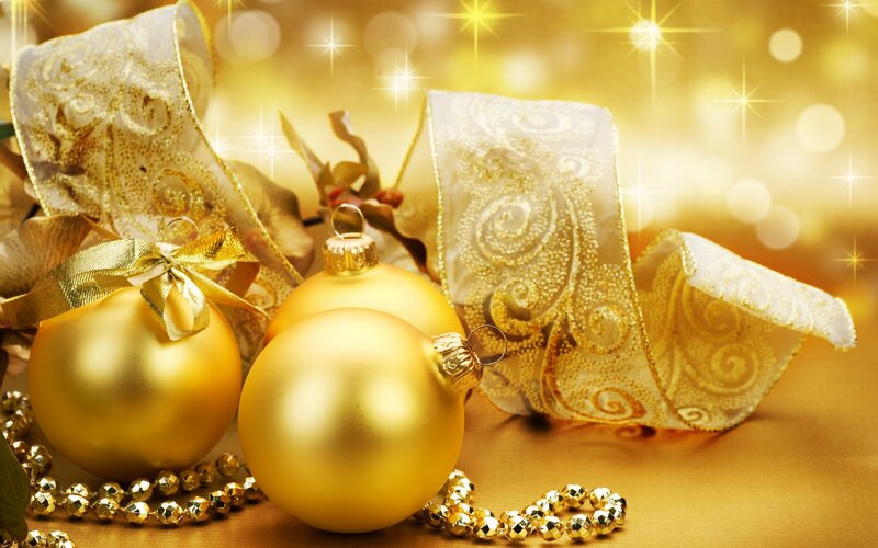 Golden Christmas Ornaments — Gold, Festive, Winter