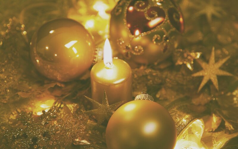 Golden Christmas Ornaments — Gold, Warm