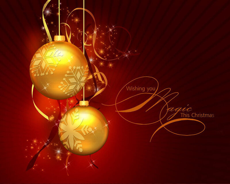 Golden Christmas Ornaments — Red, Festive