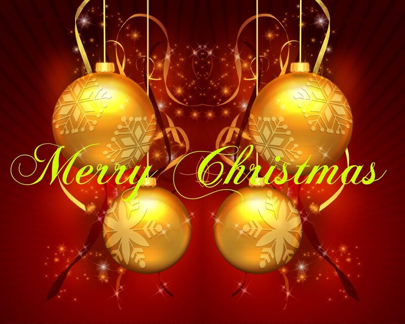 Golden Christmas Ornaments — Red, Festive, Winter, Digital Art, Snowflakes, Ribbons, Sparkles, Gold, Yellow