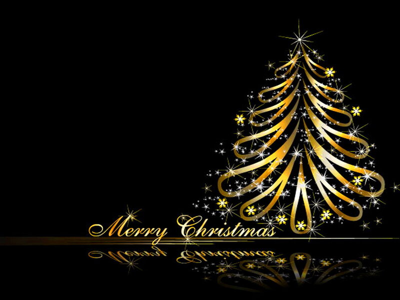 Golden Christmas Tree — Black, Festive, Winter