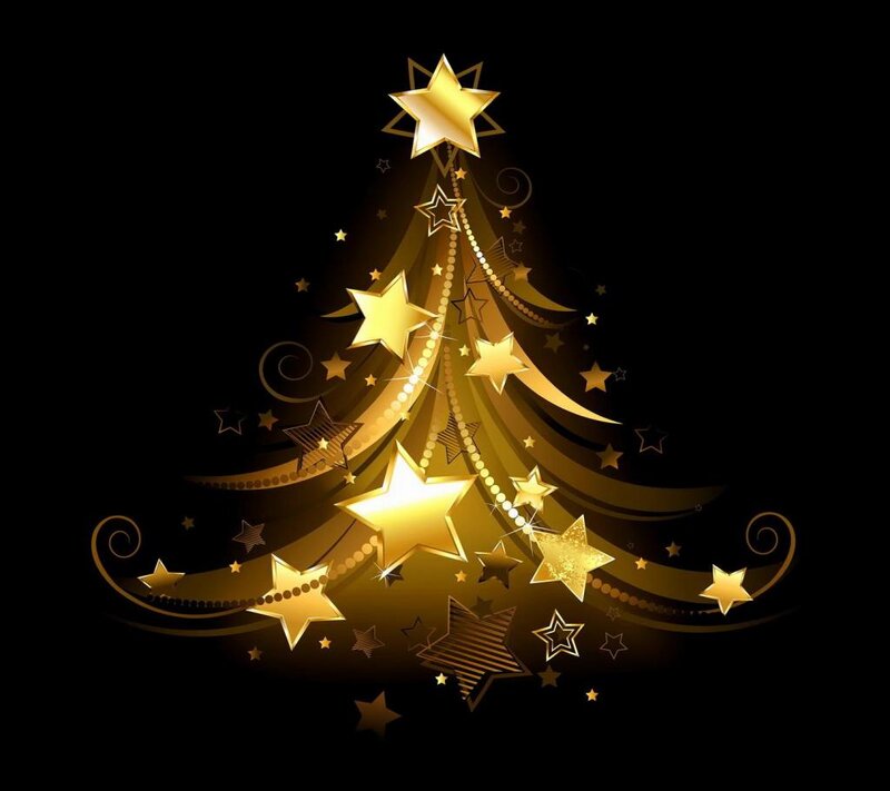 Golden Christmas Tree — Gold, Festive, Night