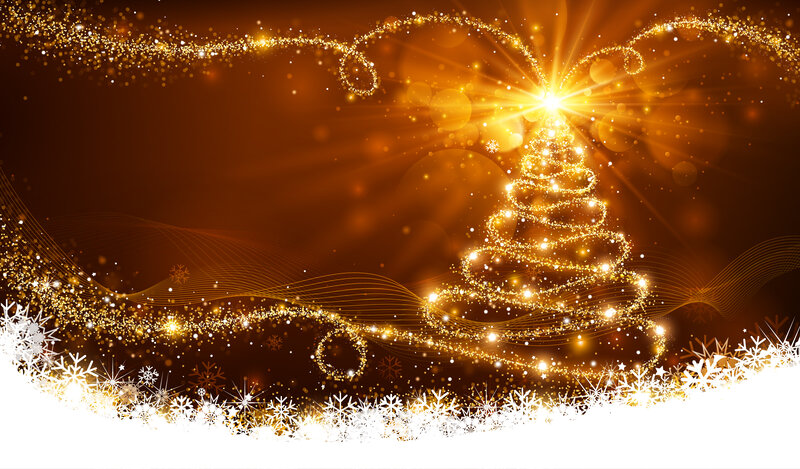 Golden Christmas Tree — Gold, Festive, Winter, Digital Art