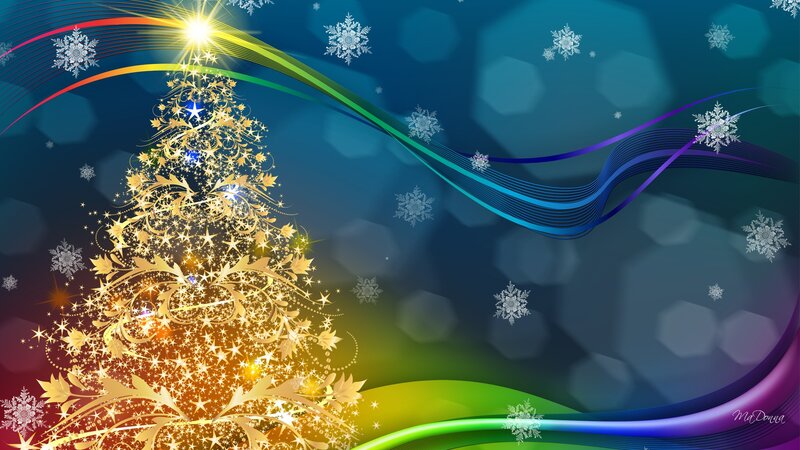 Golden Christmas Tree — Gold, Festive, Winter