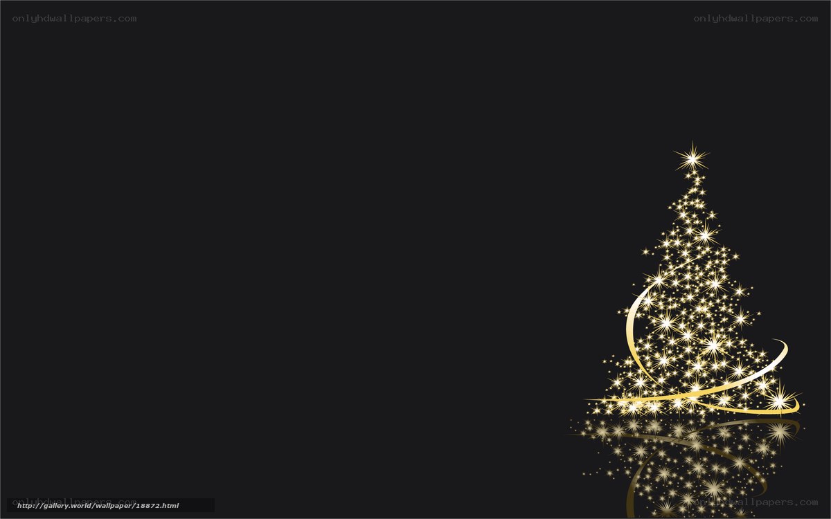 golden Christmas tree on black