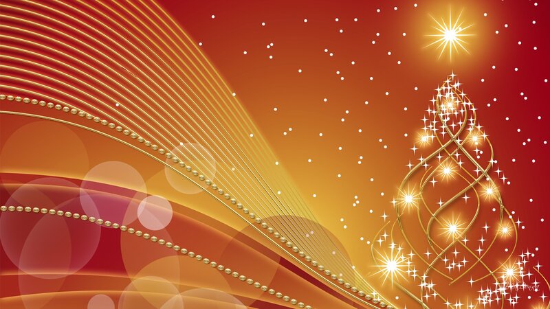 Golden Christmas Tree — Red, Festive