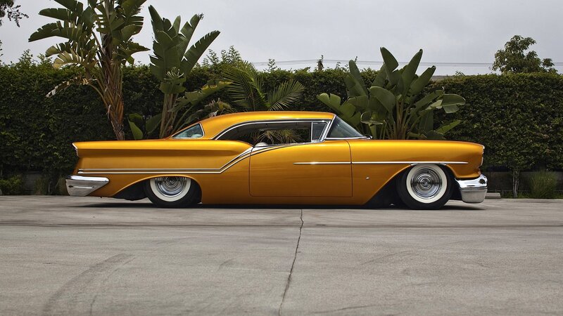 golden classic car side view