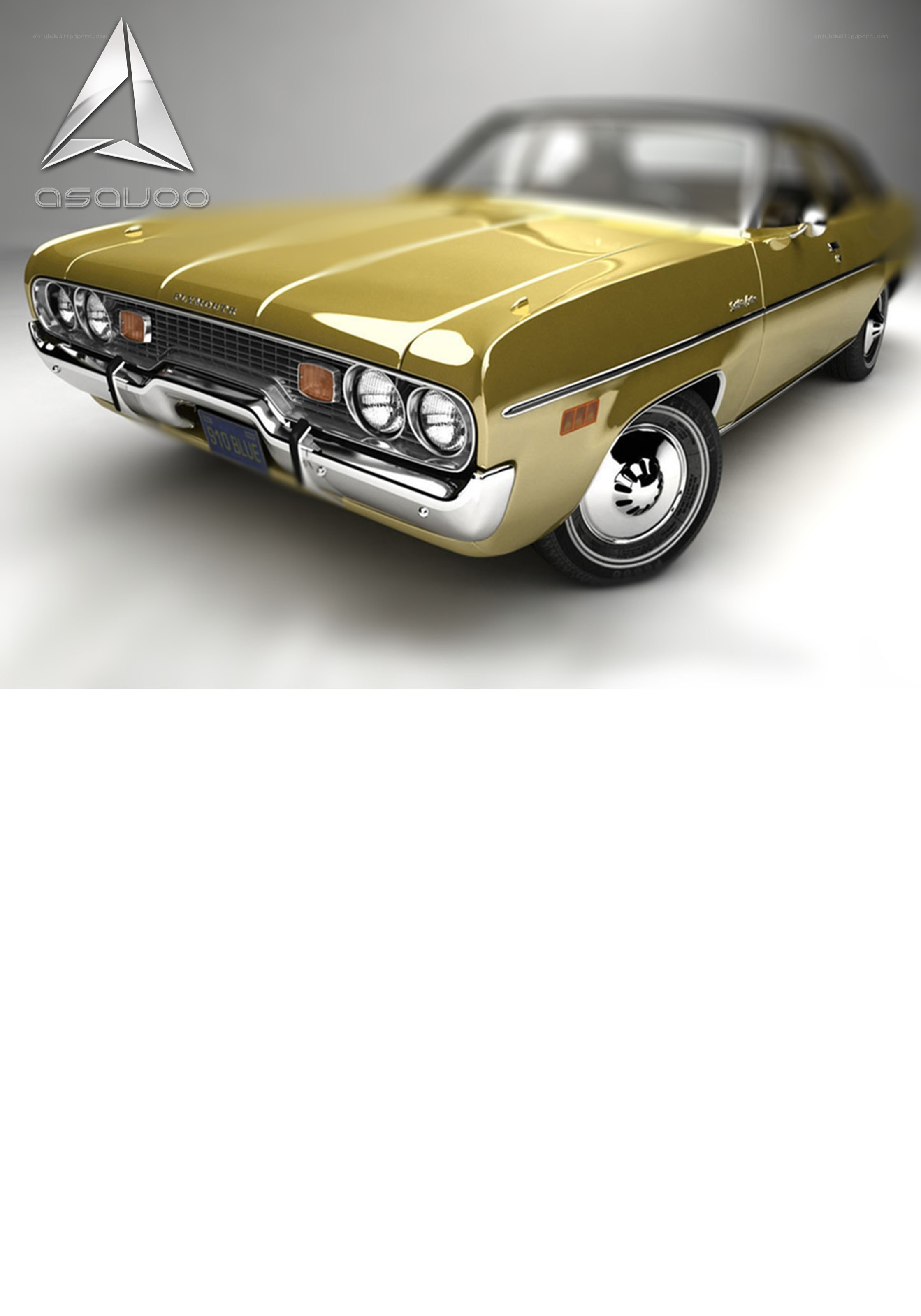 Golden classic muscle car