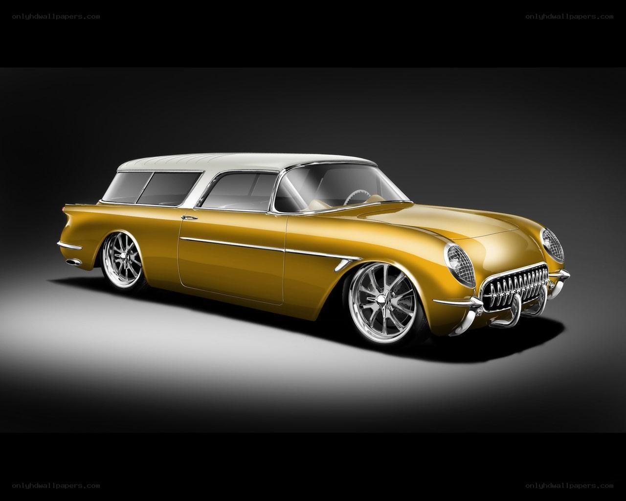 golden classic station wagon