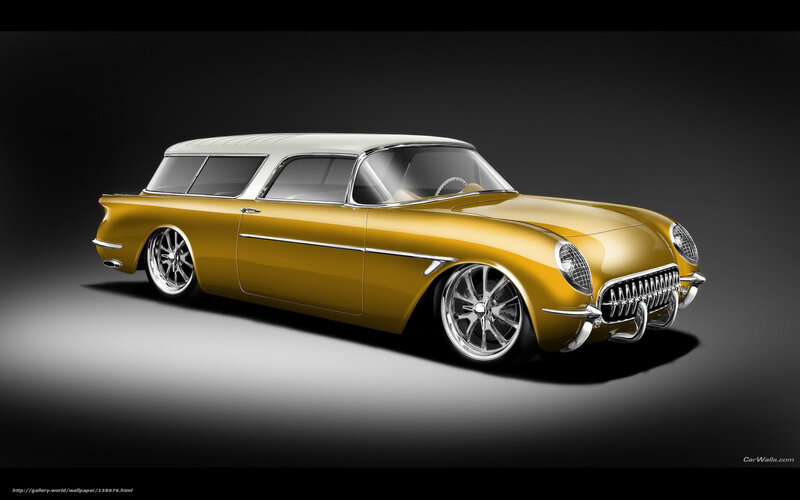 Golden classic station wagon