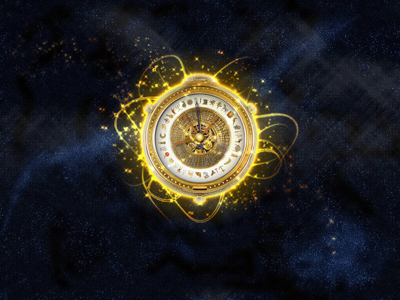 golden clock in space
