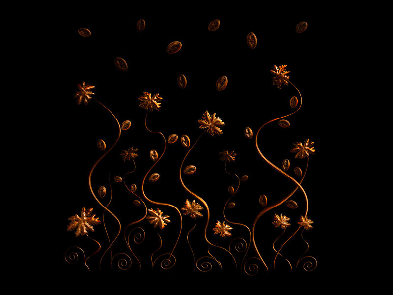 golden coffee plant art