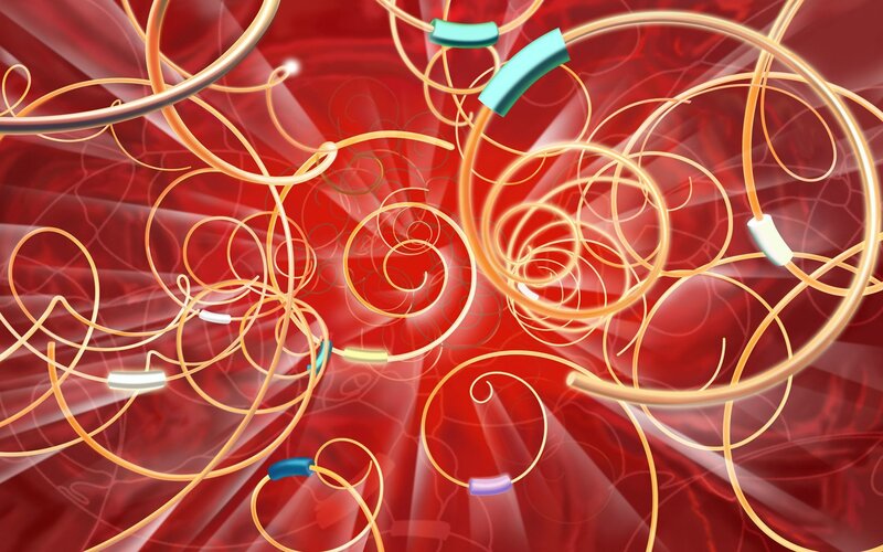 Golden Coils in Red Background