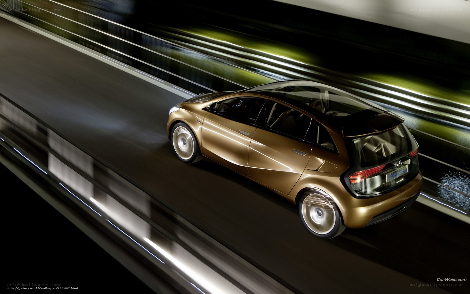 Golden concept car in motion