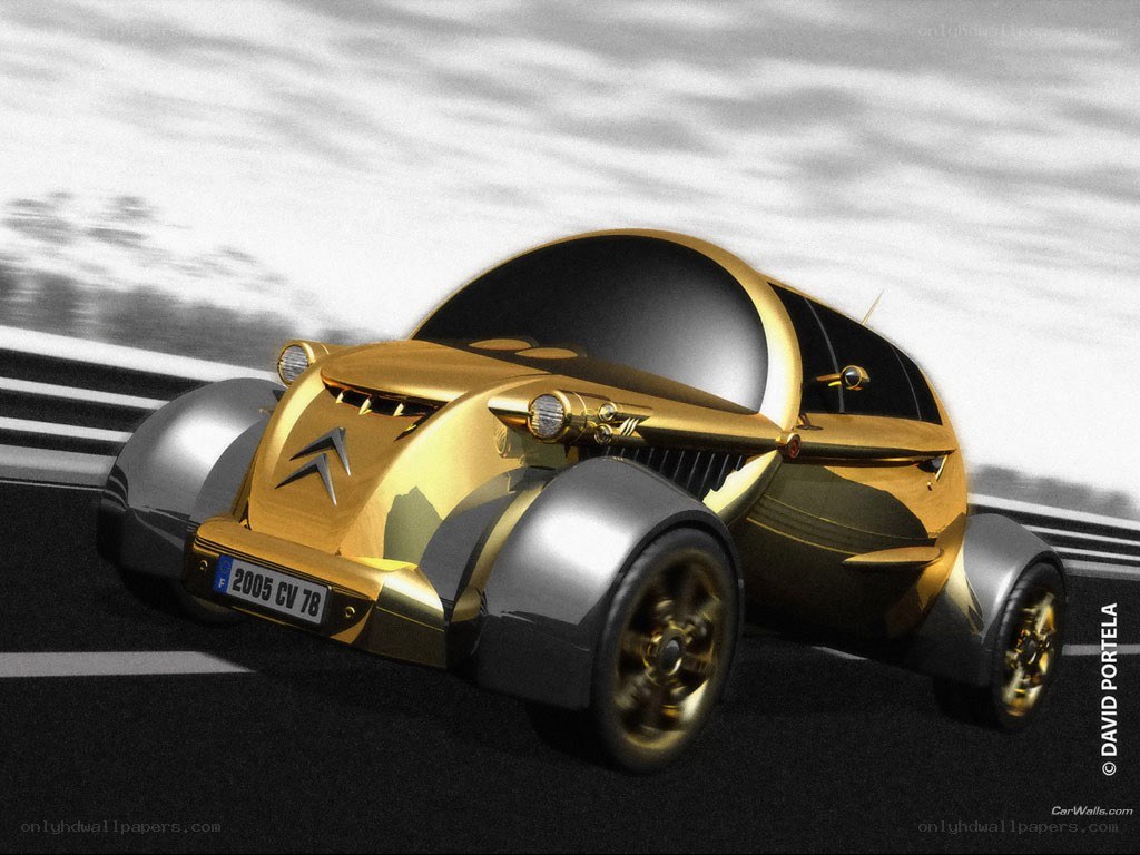 golden concept car on track