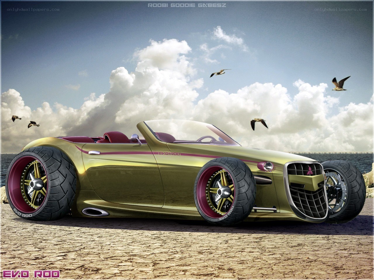 Golden concept convertible car