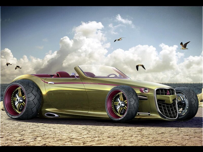 Golden convertible concept car