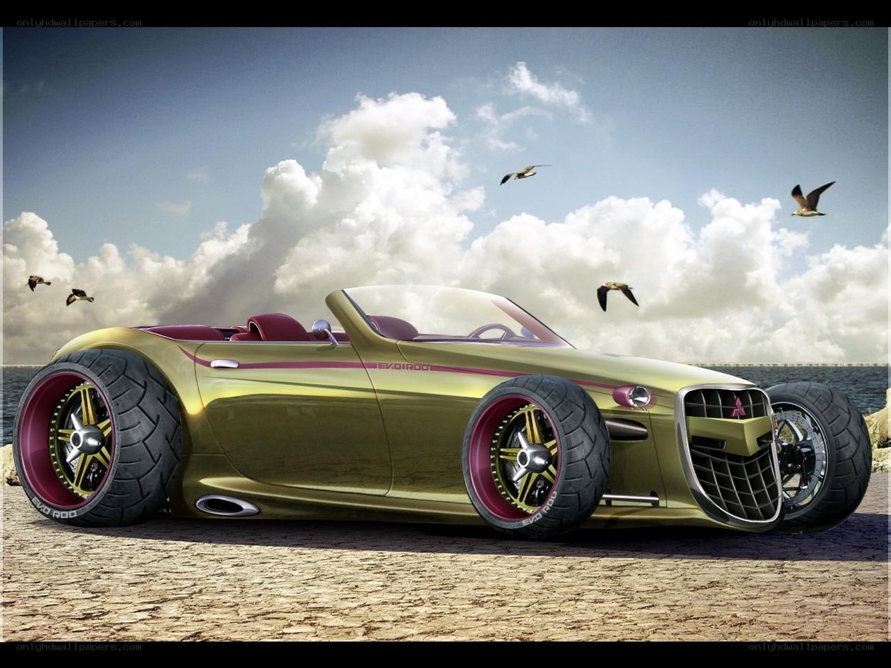 Golden convertible concept car