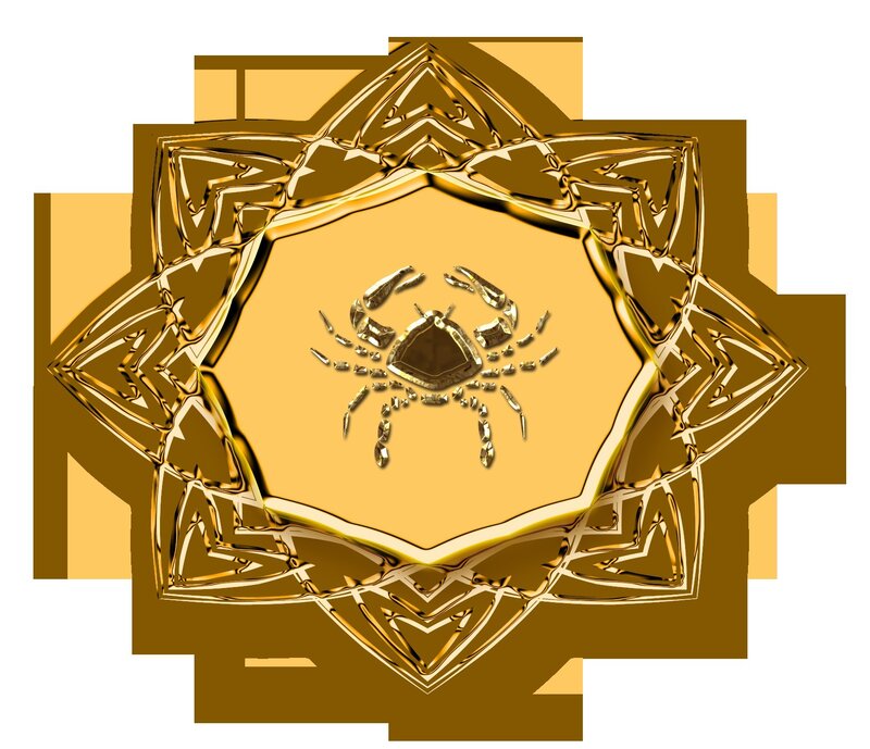 golden crab symbol in ornate frame