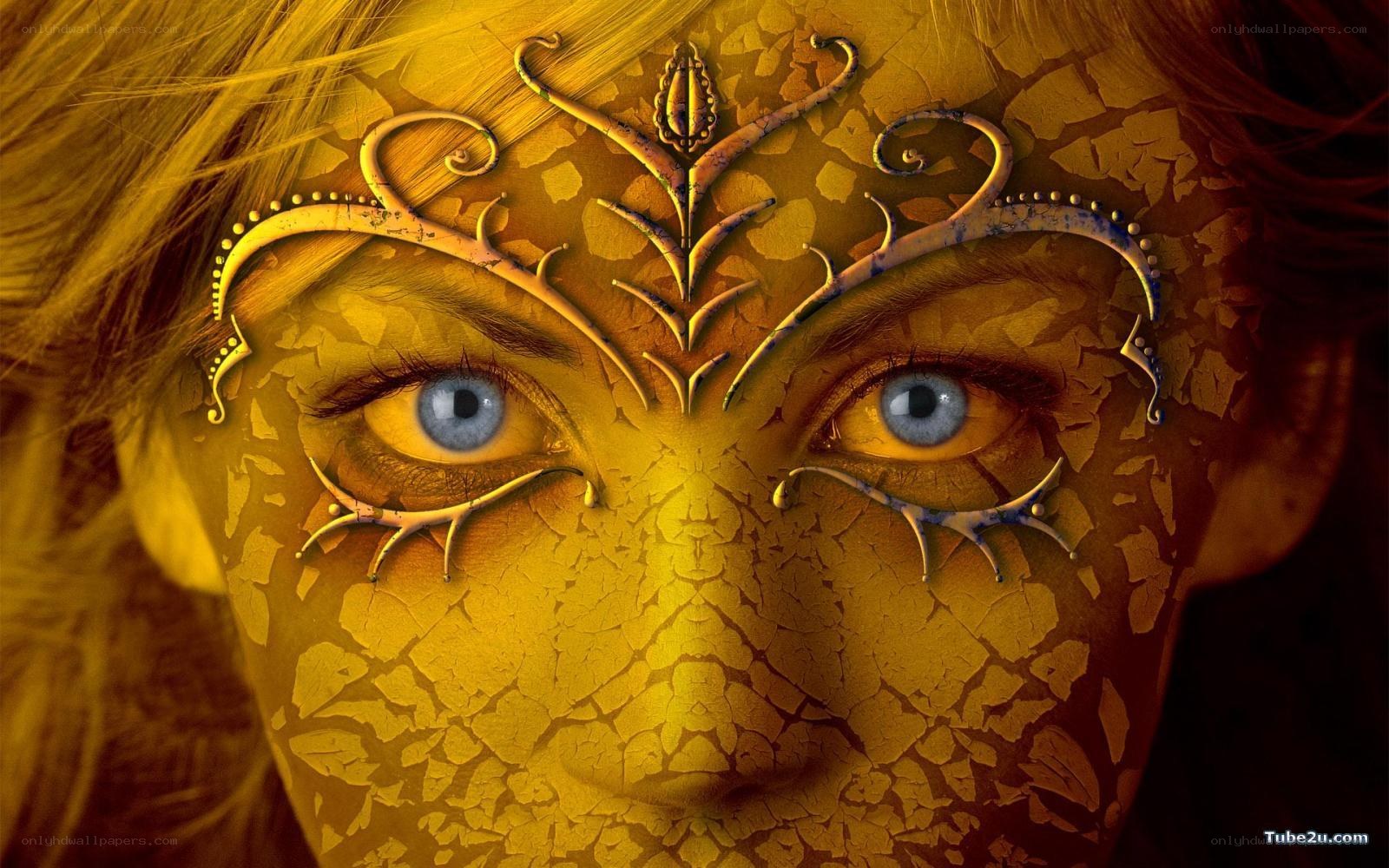 golden cracked face art