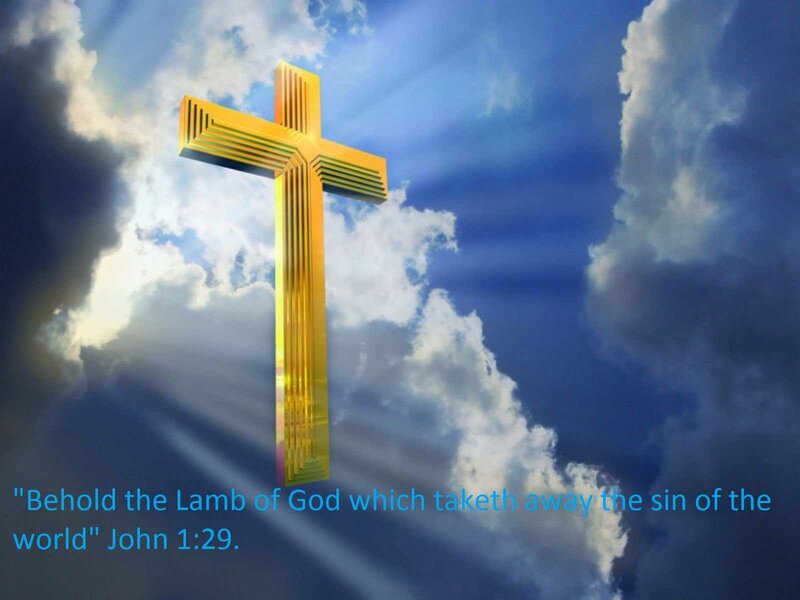 Golden Cross in Sky — Blue, Dramatic