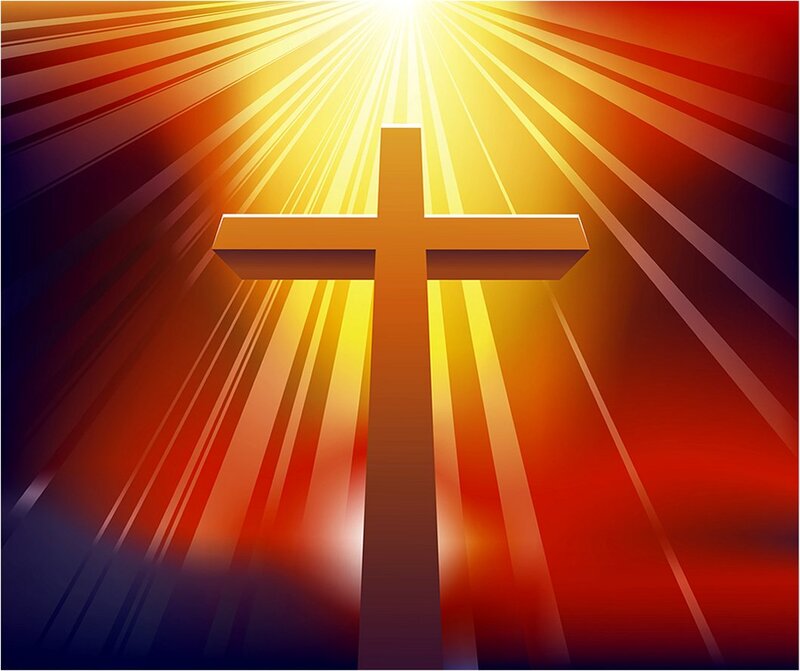 Golden Cross with Light Rays