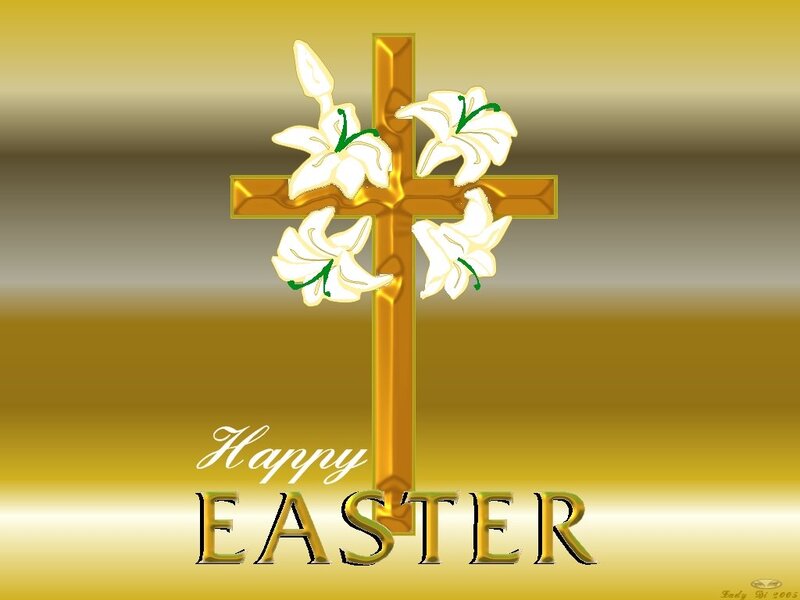 Golden Cross with Lilies
