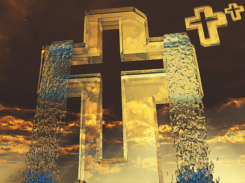 Golden Cross with Water