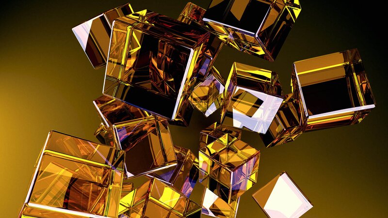 Golden Cubes Floating