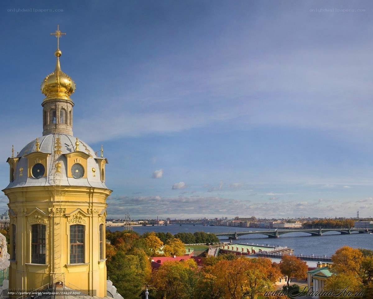Golden dome over autumn city
