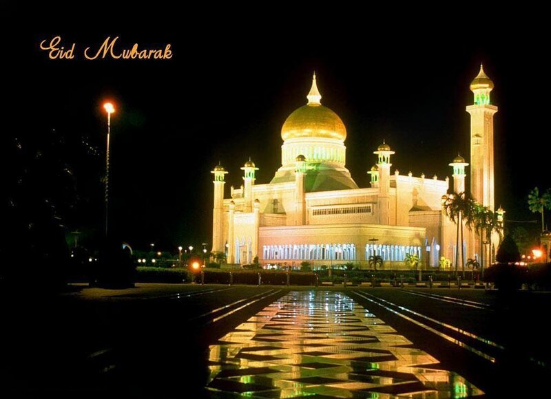 Golden-domed Mosque at Night