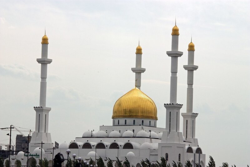 Golden-domed mosque with minarets