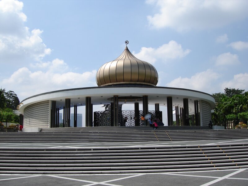 Golden-domed pavilion with steps