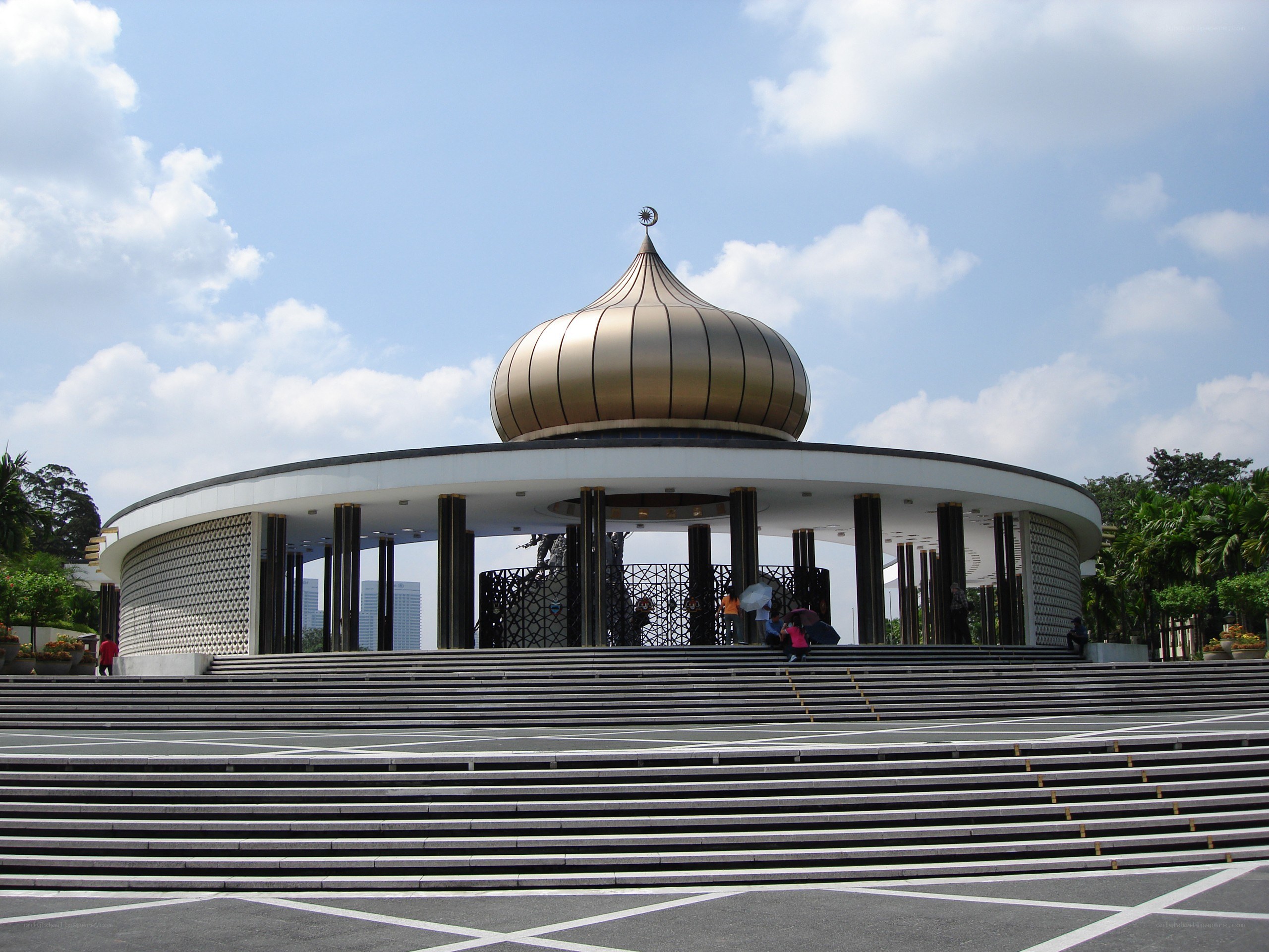 Golden-domed pavilion with steps