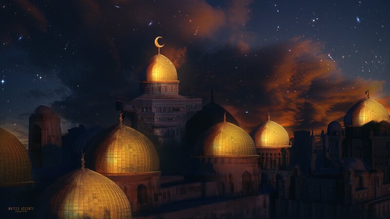 Golden Domes at Night