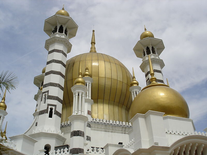 Golden domes of a mosque