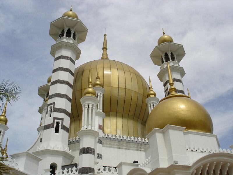Golden domes of a mosque