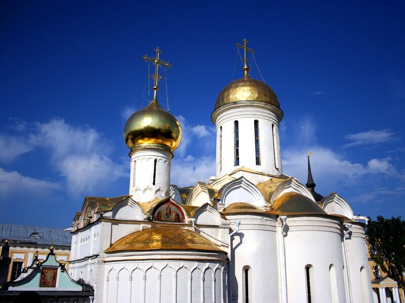 Golden domes of a Russian church